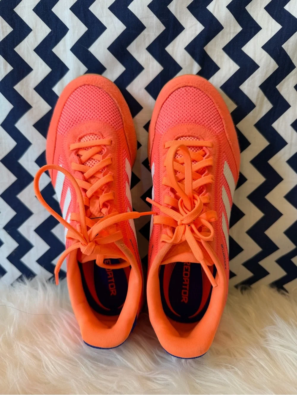 Adidas Kids Neon Orange Indoor Soccer Shoes with Gum Outsole